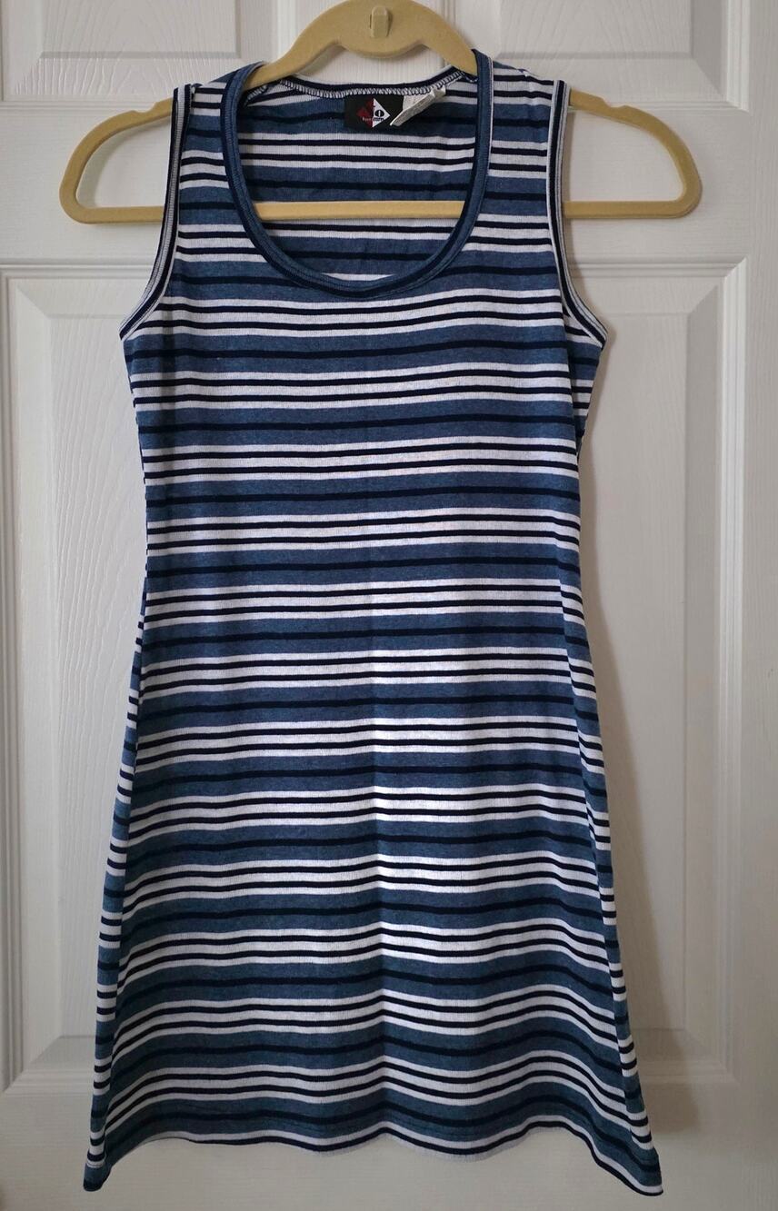 No Boundaries Vintage Blue & White Striped Tank Dress Size Small